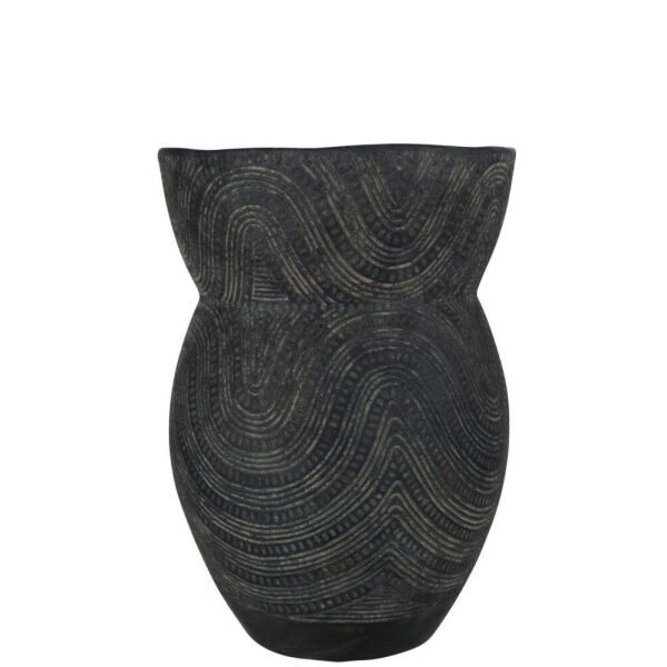 VASE CIRCLE CEMENT BLACK/BROWN
