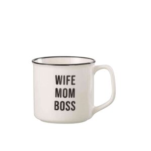 MUG MESSAGE MOM PORCELAIN WHITE / BLACK ASSORTMENT OF 2