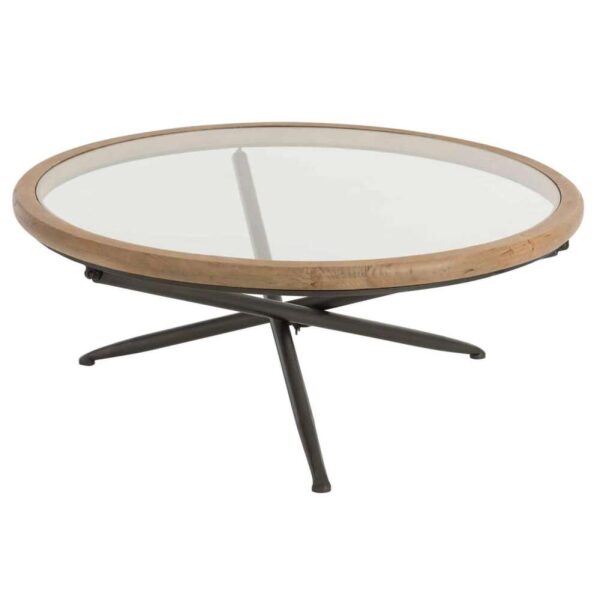 TABLE ROUND WOOD/GLASS BROWN L