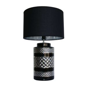 Lampe Base Sort/Sølv/Riller 20X20X43Cm