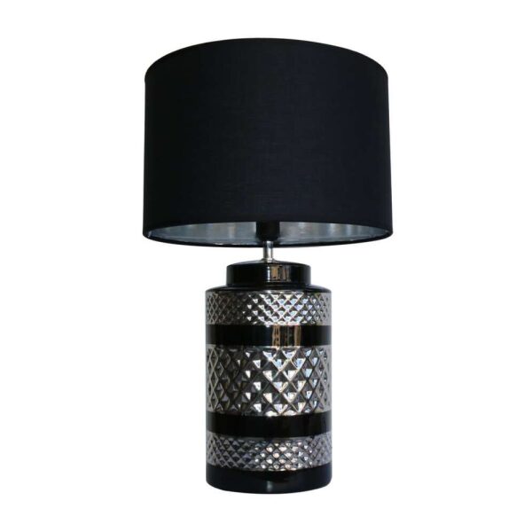 Lampe Base Sort/Sølv/Riller 20X20X43Cm