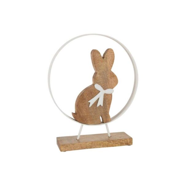 RABBIT BOW IN ROUND MANGO WOOD/IRON WHITE NATURAL MEDIUM