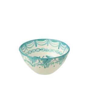 BOWL GRANADA HIGH CERAMIC WHITE/AQUA MEDIUM