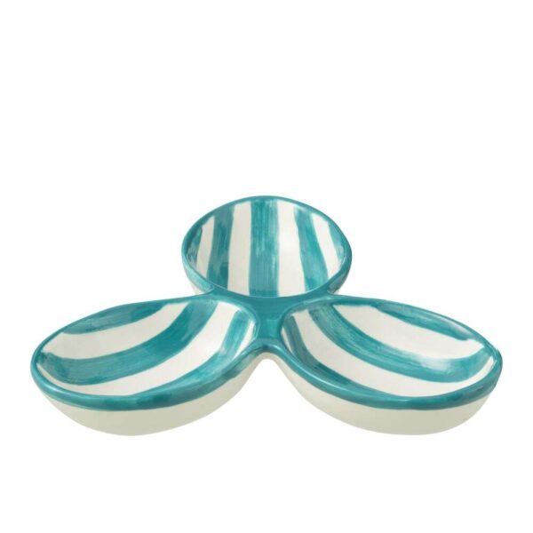 APERO DISH GRANADA STRIPES CLOVER CERAMIC WHITE/AQUA
