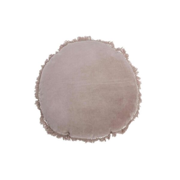 CUSHION ROUND VELVET COTTON/LINEN ANTIQUE PINK