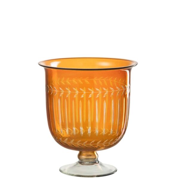 VASE ROMAN STEM GLASS ORANGE