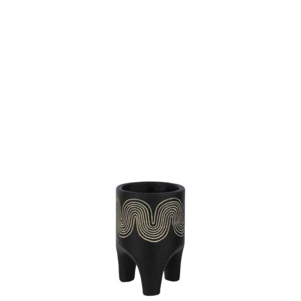 FLOWERPOT ON FOOT GOLF CEMENT BLACK SMALL