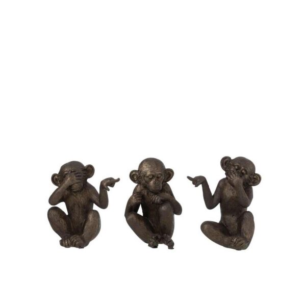 APE SEE/HEAR/SPEAK NO EVIL POLY BROWN SMALL ASSORTMENT OF 3