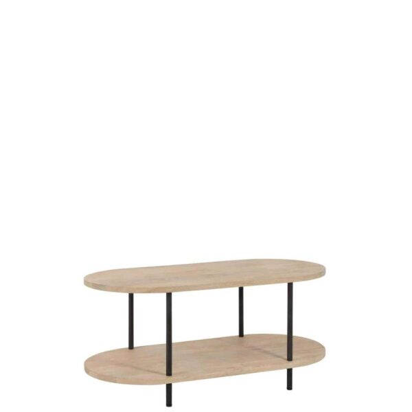 COFFEE TABLE OVAL ELI 2SHELVES MANGO WOOD/IRON NATURAL/GREY