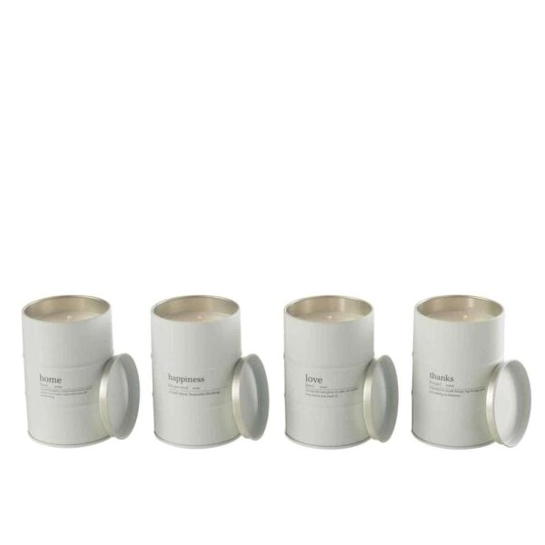 SCENTED CANDLE QUOTE ENGLISH-FRENCH WHITE  55H ASSORTMENT OF 4