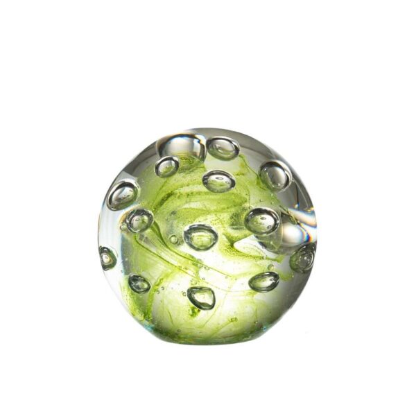 PAPERWEIGHT BUBBLES GLASS GREEN MEDIUM
