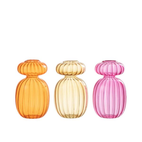 VASE MICHEL GLASS ORANGE/PINK/OCHRE ASSORTIMENT OF 3