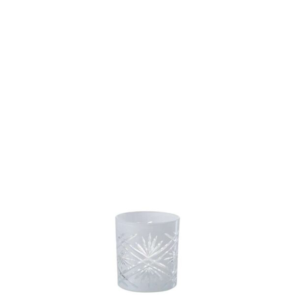 TEALIGHT HOLDER SANTORINI GLASS WHITE SMALL