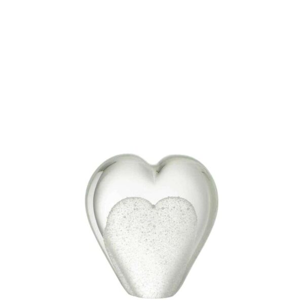 PAPERWEIGHT HEART GLASS WHITE SMALL