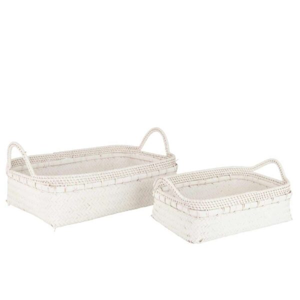 SET OF 2 TRAYS BAMBOO WHITE