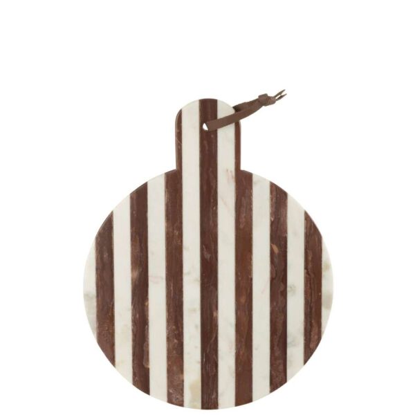 PLANK ROUND STRIPE MARBLE WHITE/BROWN