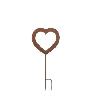 DECORATION GARDEN HEART OPEN IRON RUST