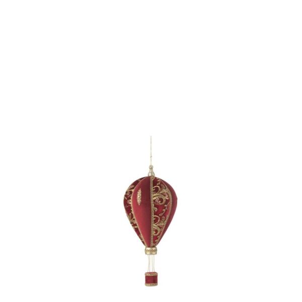 HOT AIR BALLOON HANGING POLYFOAM/TEXTILE RED/GOLD SMALL