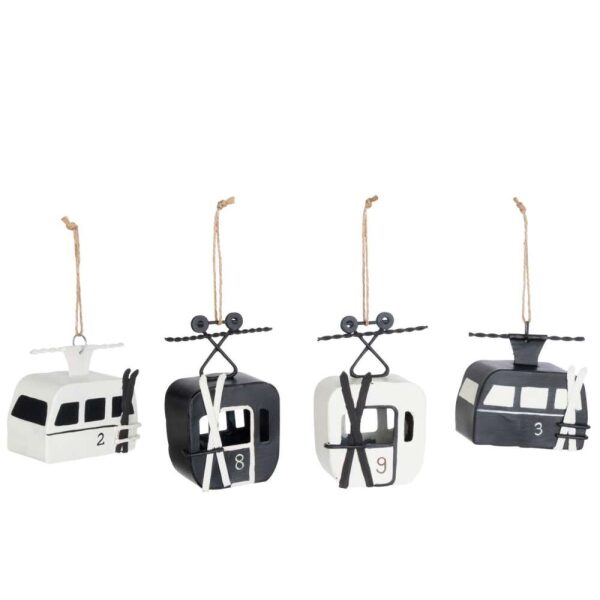 HANGERS SKI CABIN METAL BLACK/WHITE ASSORTMENT OF 4
