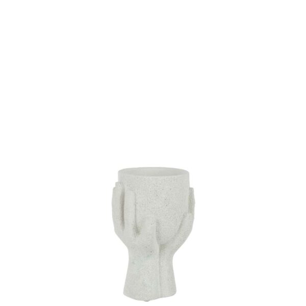 FLOWERPOT HANDS CEMENT WHITE SMALL