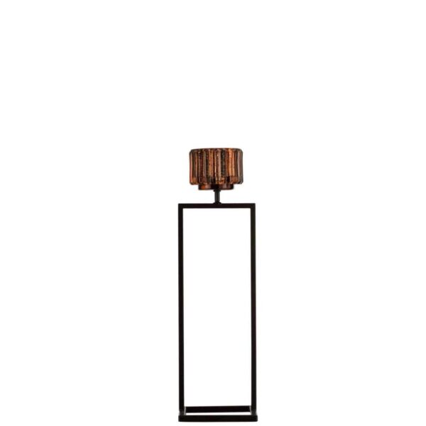 TEALIGHT HOLDER STAND RIGHT GLASS BROWN LARGE