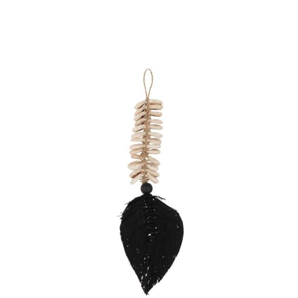 HANGER FEATHER SHELLS COTTON BLACK