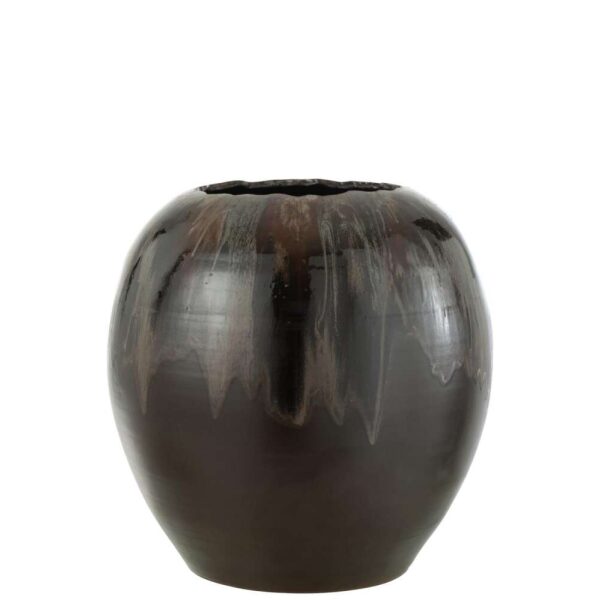 FLOWER POT CERAMIC BROWN LARGE