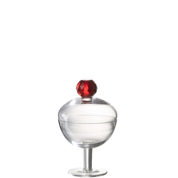 STORAGE JAR DIAMOND CRYSTAL GLASS TRANSPARENT/RED SMALL