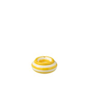 ASHTRAY GRANADA STRIPES CERAMIC WHITE/YELLOW SMALL