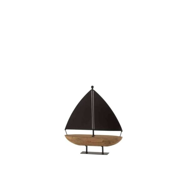 SAILING BOAT WOOD/METAL BLACK/BROWN SMALL