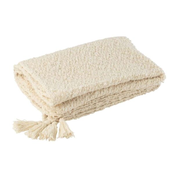 PLAID TASSELS COTTON CREAM