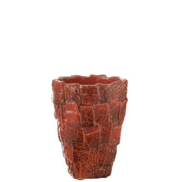 VASE AKANE CERAMIC RED MEDIUM