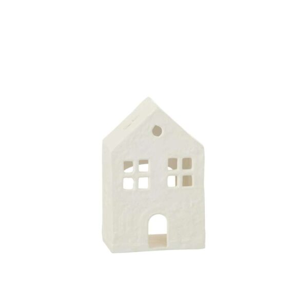 TEALIGHT HOLDER HOUSE ALUMINIUM WHITE