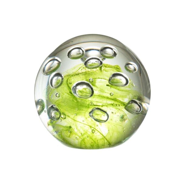 PAPERWEIGHT BUBBLES GLASS GREEN LARGE