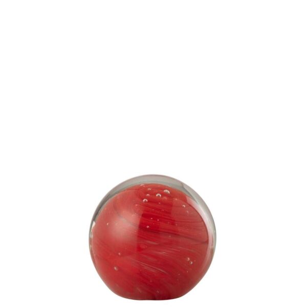 PAPERWEIGHT TWISTER ROUND GLASS RED MEDIUM