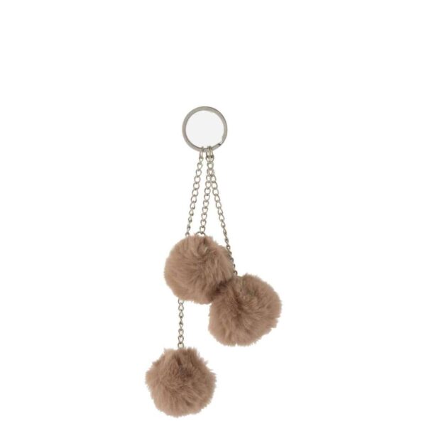 KEYCHAIN 3 BALLS TEXTILE BEIGE