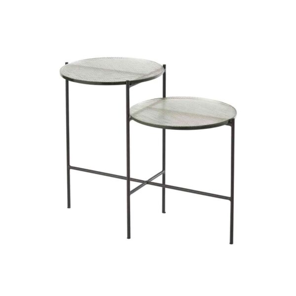 SIDE TABLE 2LEVELS ROUND GLASS/IRON TRANSPARENT/BLACK