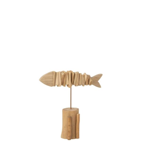 FISH SKELETON ON STAND WOOD NATURAL LARGE