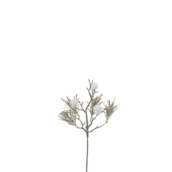 BRANCH PINE + POMPON GLITTER PLASTIC GREEN/WHITE