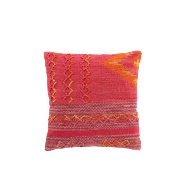 CUSHION HAPPY ETHNIC BRAIDED SQUARE COTTON PINK / PURPLE
