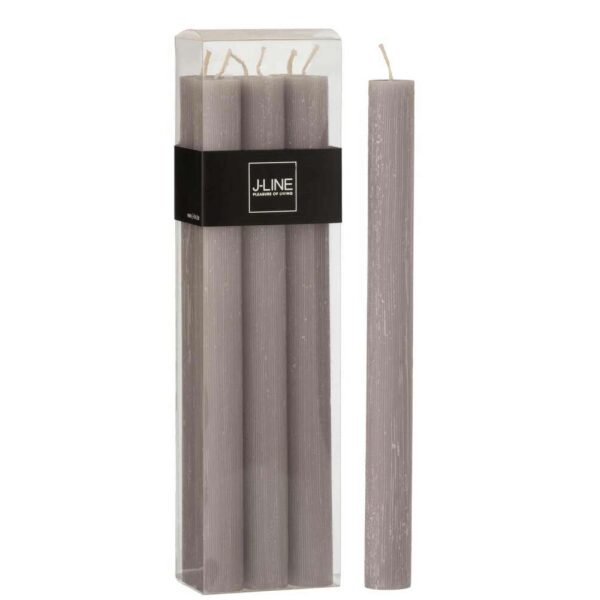 BOX 6 TABLE CANDLE  DARK GREY9H