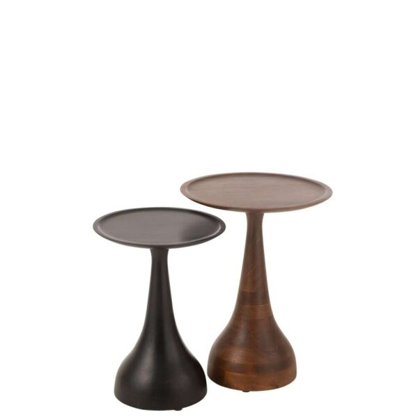 SET OF 2 SIDE TABLES PARO MANGO WOOD BROWN/BLACK