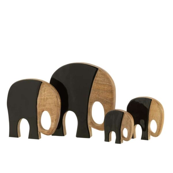 SET OF 4 ELEPHANTS MANGO WOOD BLACK/DARK WOOD