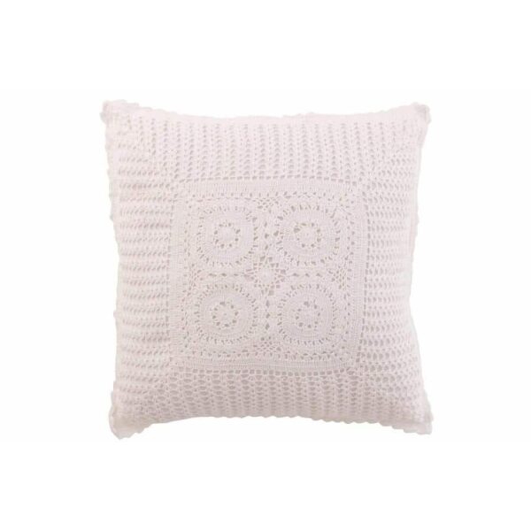 CUSHION SQUARE LACE COTTON WHITE