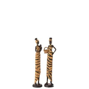 AFRICAN WOMAN ZEBRA POLY BLACK/BROWN MEDIUM ASSORTMENT OF 2