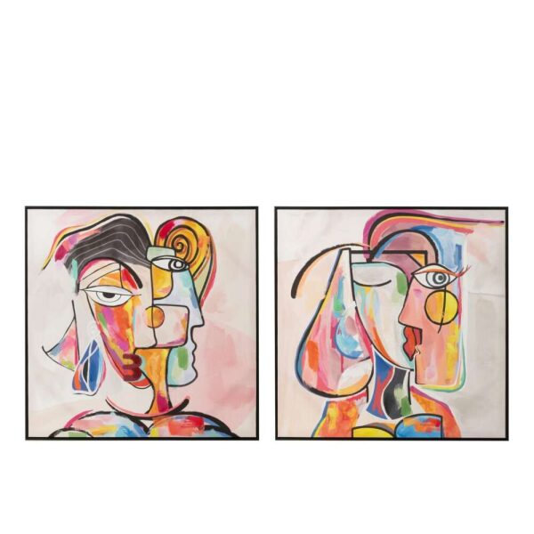 WALL DECORATION ABSTRACT FACES CANVAS/PAINT MIX ASSORTMENT OF 2
