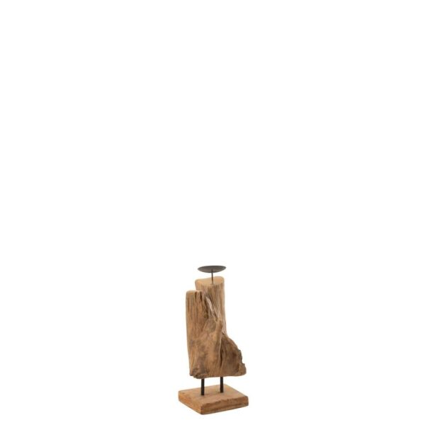 CANDLEHOLDER TRUNK TEAK WOOD NATURAL SMALL