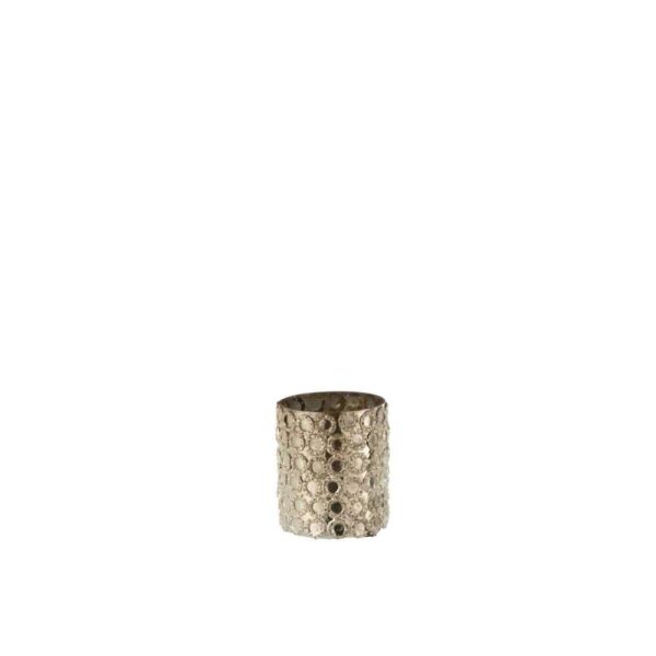 TEALIGHT HOLDER CIRCLES GLASS SILVER