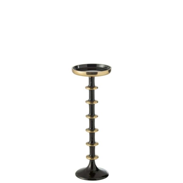 CANDLE HOLDER BALL METAL BLACK/GOLD LARGE