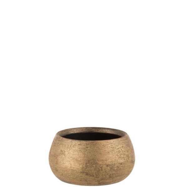 FLOWERPOT IRREGULAR LOW ROUGH CERAMIC GOLD